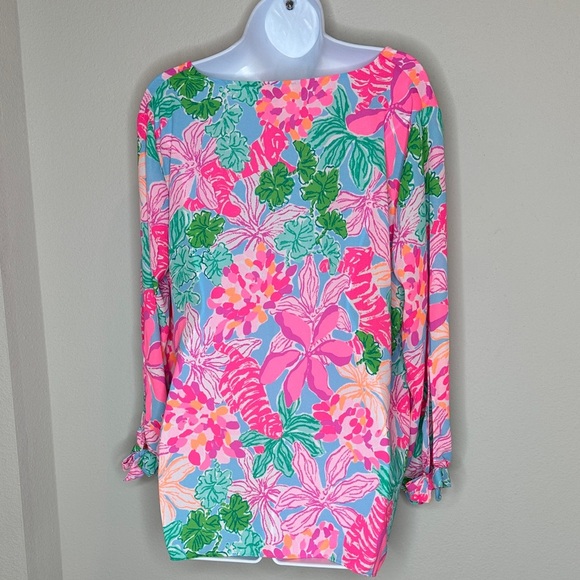 Lilly Pulitzer Vibrant Floral Blouse - Pink, Green, Blue - Picture 3 of 3